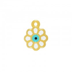 Zamak Charm Flower Daisy with Evil Eye & Enamel 11mm