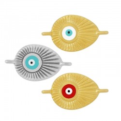 Zamak Connector Drop w/ Evil Eye & Enamel 14x18mm