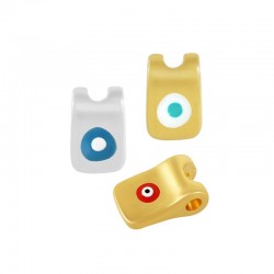 Enameled Zamak Charm with Evil Eye 6x10mm Ø1.8mm