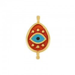 Zamak Connector Drop w/Evil Eye & Transparent Enamel 12x15mm