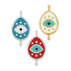 Zamak Connector Drop w/ Evil Eye & Enamel 12x15mm