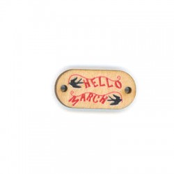 Wooden Connector Tag "Hello March" 25x12mm