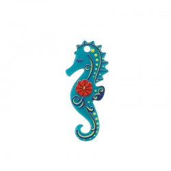 Plexi Acrylic Pendant Seahorse w/ Flower 35x15mm