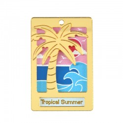 Plexi Acrylic Pendant “Tropical Summer” w/ Palm Tree 30x45mm