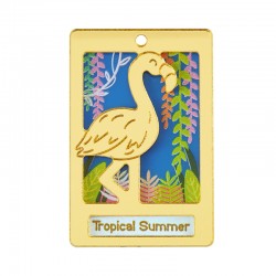 Plexi Acrylic Pendant “Tropical Summer” w/ Flamingo 30x45mm