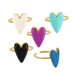 Stainless Steel 304 Ring Heart w/ Enamel 12x17mm