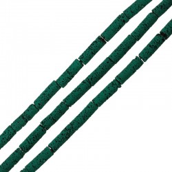 Lava Colored Silk Coated Tube Dark Green 4x13mm (40cm)