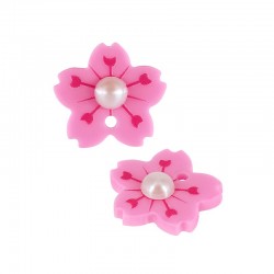 Plexi Acrylic Charm Flower w/ Acrylic Pearl 17mm