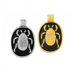 Zamak Charm Oval with Beetle & Enamel 15x19mm