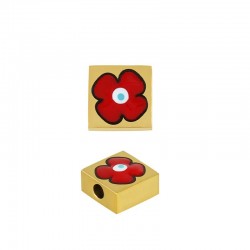 Passant avec Fleur & Émail 8.5mm (Ø2mm) en Acier Inoxydable 304