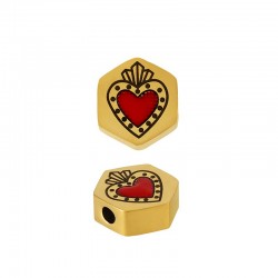 Passant avec Cœur & Émail 11x9.8mm (Ø2mm) en Acier inoxydable 304