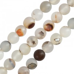 Agate Bead Frosted Round Beige Brown 8mm (~48pcs)