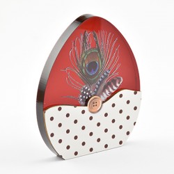 Wooden w/ Plexi Acrylic Deco Egg Peacock 82x100mm