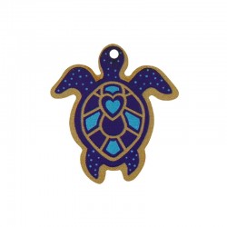 Wooden Pendant Turtle w/ Heart 32mm