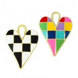 Zamak Pendant Heart w/ Enamel 25x34mm