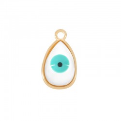 Zamak Charm Drop w/ Evil Eye & Enamel 10x17mm