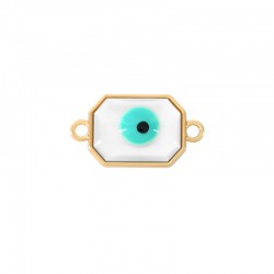 Zamak Connector Rectangle w/ Evil Eye & Enamel 12x22mm