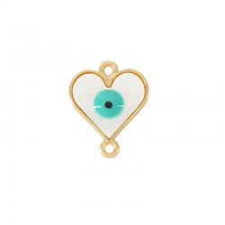 Zamak Connector Heart w/ Evil Eye & Enamel 16x20mm