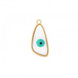 Zamak Pendant Irregular w/ Evil Eye & Enamel 12x27mm