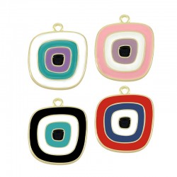 Zamak Pendant Square Irregular w/ Enamel 21x24mm