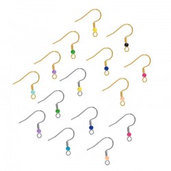 Crochets d'Oreilles 16x20 mm avec boules acryliques en Acier Inoxydable 304