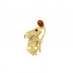 Brass Charm Rabbit w/ Zircon 11x20mm