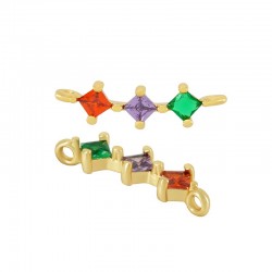 Connecteur en Laiton Zircon Triple Losange 21 x 5 mm