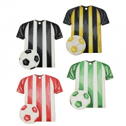 Wooden Pendant Football Jersey Shirt w/ Ball 65x70mm