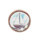 Wooden Pendant Round w/ Boat & Shells 60mm