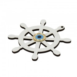 Wooden w/ Plexi Acrylic Pendant Boat Wheel w/ Evil Eye 85mm