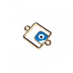 Metal Zamak Connector Charm Enamel Square Eye 15x15mm