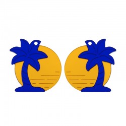 Plexi Acrylic Pendant Round w/ Palm Tree 36x40mm (2pcs/Set)