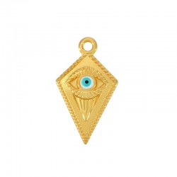 Zamak Charm Rhombus w/ Evil Eye Lines & Enamel 16x24mm