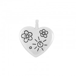 Ciondolo in Zama a Forma di Cuore con Fiori 18 mm
