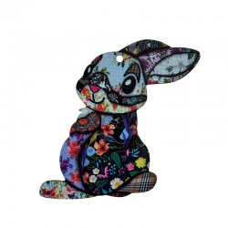 Wooden Pendant Bunny 72x78mm