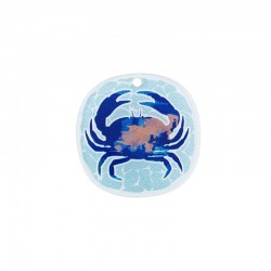 Plexi Acrylic Pendant Round with Crab 35mm