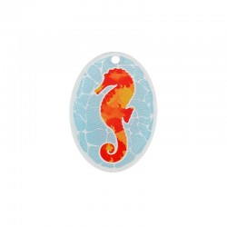 Plexi Acrylic Pendant Oval with Seahorse 40x29mm
