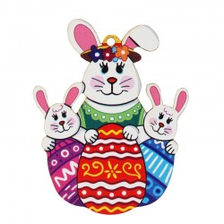 Wooden Pendant Bunny Egg 63x80mm