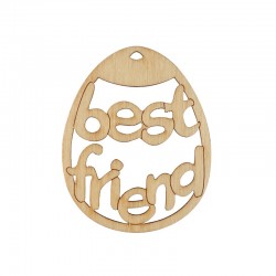 Pendentif œuf de Pâques "best friend" en Bois 60x48mm