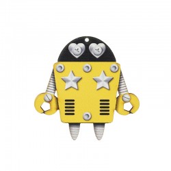 Wooden Painted Pendant Robot 60x59mm