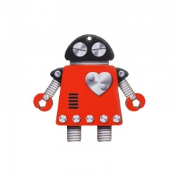 Wooden Painted Pendant Robot 60x59mm