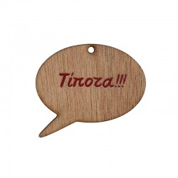 Wooden Pendant Speech Bubble "Τίποτα!!!" 50x40mm