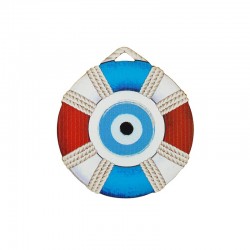 Wooden Pendant Life Vest w/ Evil Eye 55mm