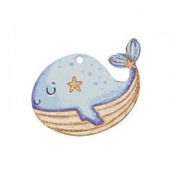 Wooden Pendant Whale 55x40mm