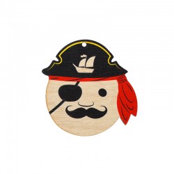 Wooden Pendant Pirate 57x60mm