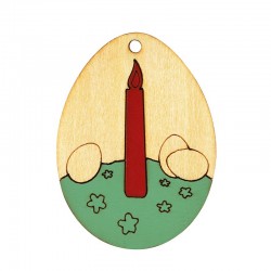 Wooden Pendant Egg with Candle 42x57mm