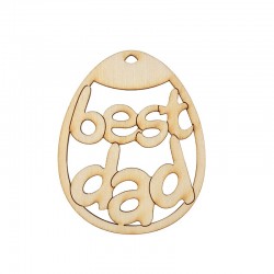 Pendentif œuf de Pâques "best dad" en Bois 60x48mm