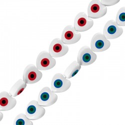 Γυάλινη Χάντρα Καρδιά Μάτι 10mm Ø~0.4mm (~39τμχ)