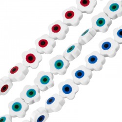 Glass Bead Flower w/ Evil Eye 10mm (Ø~0.4mm) (~39pcs)