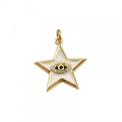 Colgante de Metal Latón Estrella con Ojo con Esmalte y Circonitas 19mm